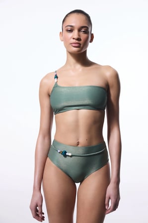 Yeşil Boncuklu Yüksek Bel Bikini Altı