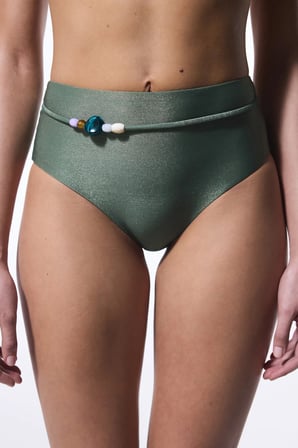 Yeşil Boncuklu Yüksek Bel Bikini Altı