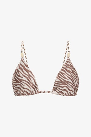 Gale Zebra Desenli Boncuklu Üçgen Bikini Üstü