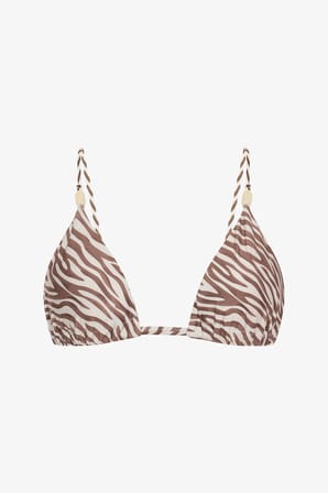 Gale Zebra Desenli Boncuklu Üçgen Bikini Üstü