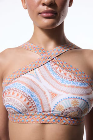Della Etnik Desen Halter Yaka Bikini Üstü