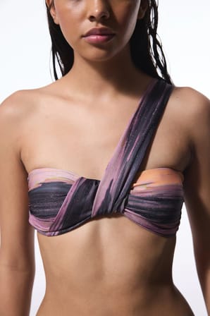 Nixie Çizgili Tek Omuz Bikini Üstü