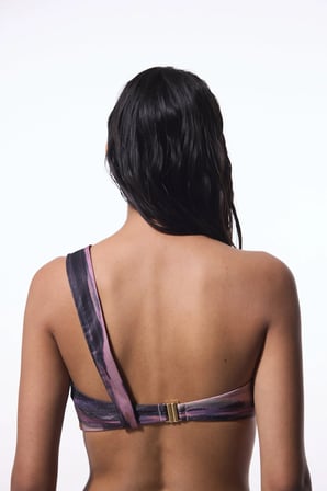 Nixie Çizgili Tek Omuz Bikini Üstü