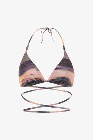Nixie Çizgili Tokalı Üçgen Bikini Üstü