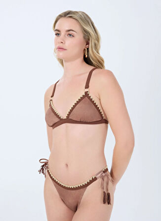 Açık Kahve Kadın V Yaka Normal Kalıp Bikini Üst PL0W5NY325IY