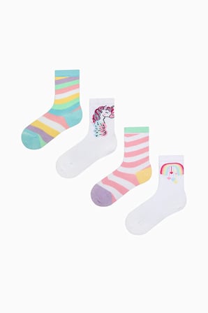 Kız Çocuk Rainbow 4lü Soket Çorap