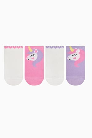 Kız Çocuk Sweet Unicorn Çok Renkli 4lü Patik Çorap