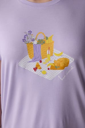 Bon Vivant Lila Tişört Pijama Üstü