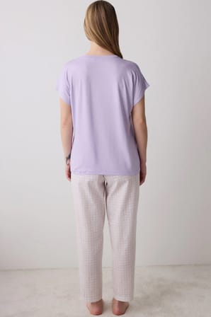Bon Vivant Lila Tişört Pijama Üstü