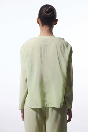 Açık Yeşil Mindy Bağlama Detaylı V Yaka Oversize Kimono