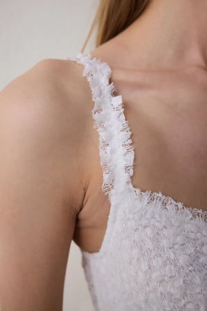 Crinkle Lace Corset Kırık Beyaz Büstiyer