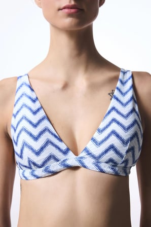 Biana Navy Deep V Kesim Zigzag Desenli Bikini Üstü
