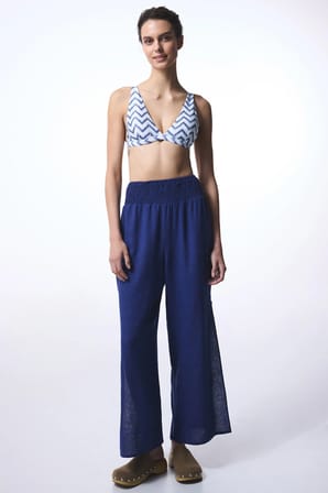 Biana Navy Deep V Kesim Zigzag Desenli Bikini Üstü