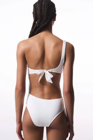 Beyaz Pearl Boncuklu Monokini 