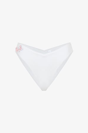 Beyaz Pearl Boncuklu V Kesim Bikini Altı - Gamze Erçel Koleksiyonu