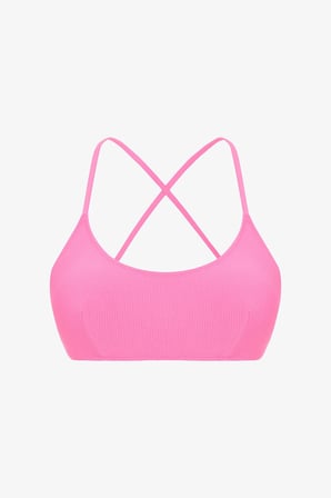 Pembe Düz Çıkarılabilir Kaplı Bikini Üstü
