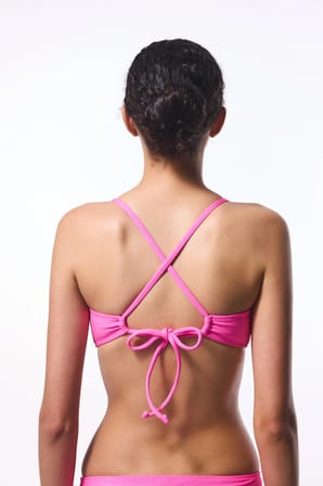 Pembe Düz Çıkarılabilir Kaplı Bikini Üstü