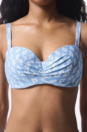Renkli Nomi Lotus Geometrik Desenli Bikini Üstü