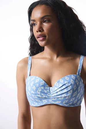 Renkli Nomi Lotus Geometrik Desenli Bikini Üstü