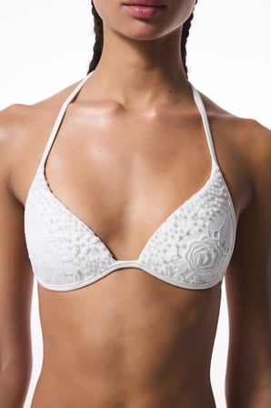Adeline Boncuk Detaylı Beyaz Bikini Üstü - Gamze Erçel Koleksiyonu