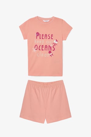 Kız Çocuk Keep Our Ocean Pamuklu 2li Pijama Takımı