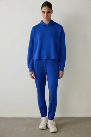 Saks Silky Feel Kapüşonlu Slogan Baskılı Sweatshirt