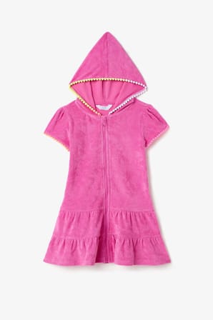 Pembe Kız Çocuk Sweat Pastel Fermuarlı Havlu Kaftan