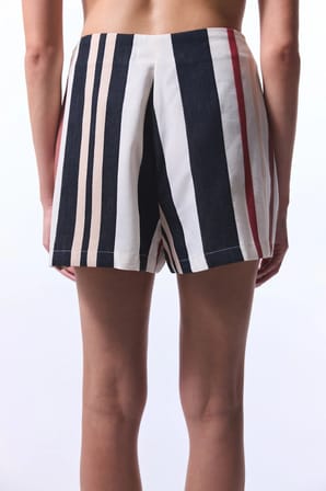 Shay Striped Etnik Desenli Mini Şort