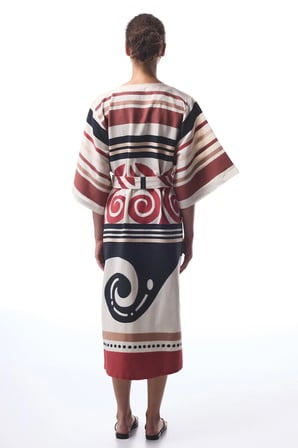 Etnik Desenli Shay Uzun Kimono