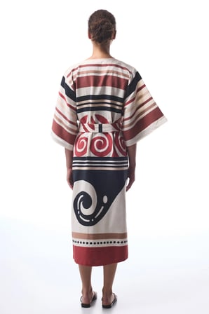 Etnik Desenli Shay Uzun Kimono