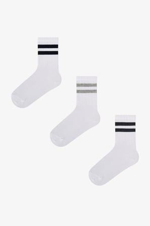 Erkek Çocuk Lines 3lü Tenis Beyaz Soket Çorap