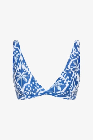 Yaprak Desenli İsland Deep V Bikini Üstü