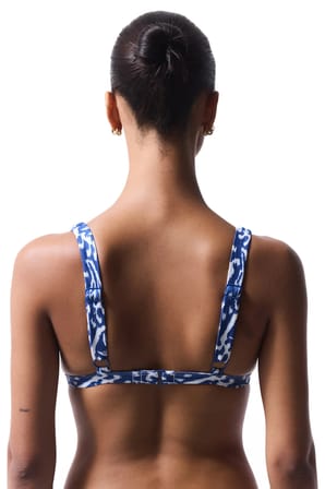 Yaprak Desenli Island Deep V Bikini Üstü