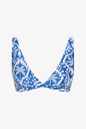Yaprak Desenli Island Deep V Bikini Üstü