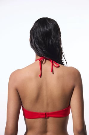 Kırmızı Marbella Halter Yaka Bandeau Bikini Üstü