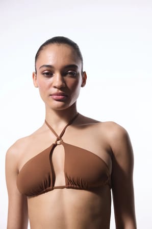 Kahverengi Libby Üçgen Bikini Üstü