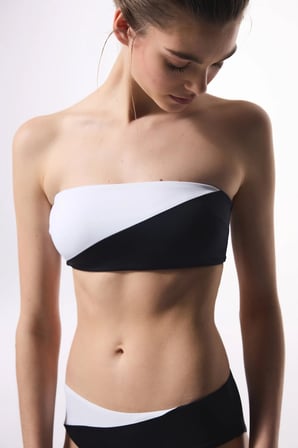 Siyah Beyaz Gina Straplez Bikini Üstü