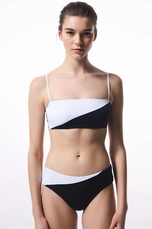 Siyah Beyaz Gina Straplez Bikini Üstü