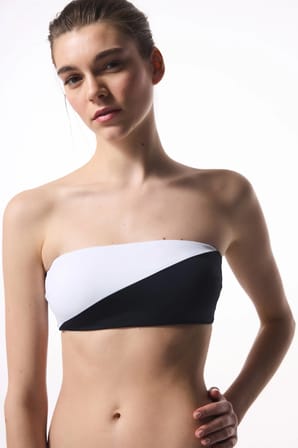 Siyah Beyaz Gina Straplez Bikini Üstü