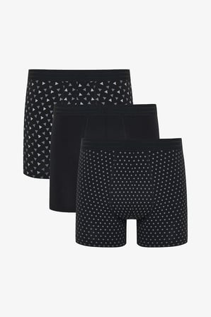 Erkek Black Point Pamuklu 3lü Çok Renkli Boxer Külot