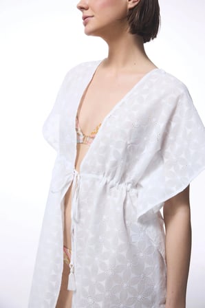 Kırık Beyaz Brode  Kaftan