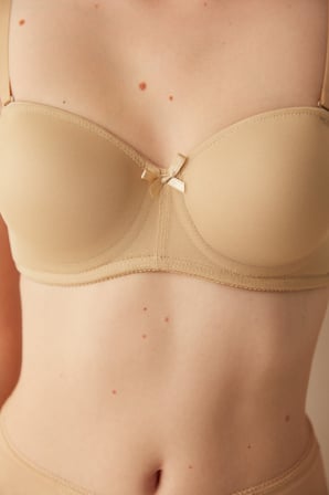 Ten Rengi Toparlayıcı Balenli Dolgusuz Straplez Lotus Sütyen