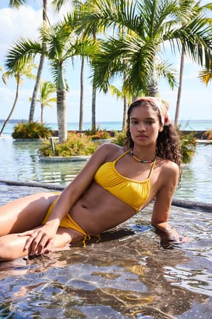 Marıgold Minimal Kesim Sarı Bandeau Bikini Üstü
