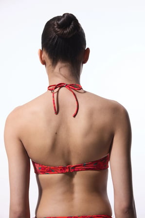Chery Minimal Kesim Kiraz Desenli Bikini Üstü