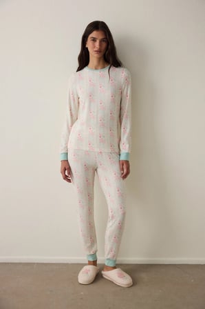 Gardenya Cute Flowers Çiçekli Termal Etkili Pijama Altı