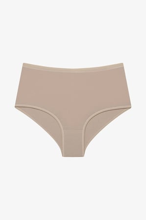 Bej Yüksek Bel 3'lü Pamuklu Slip Külot