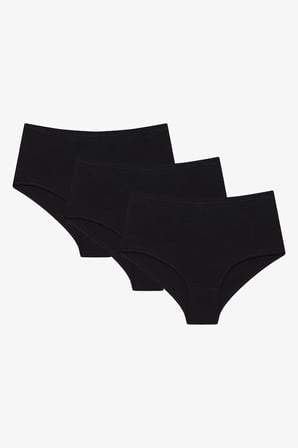 Siyah Yüksek Bel 3'lü Pamuklu Slip Külot