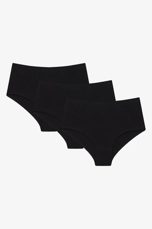 Siyah Yüksek Bel 3'lü Pamuklu Slip Külot