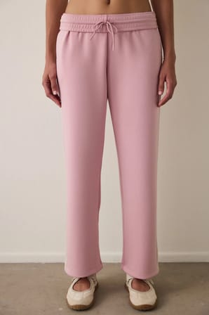 Lila Silky Feel Normal Bel Parçalı Eşofman Altı