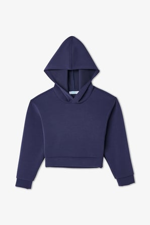 Koyu İndigo Kız Çocuk Modal Soft Oversize Kapüşonlu Sweatshirt
